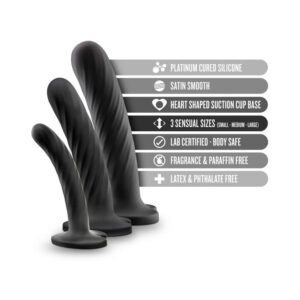 Temptasia Twist Kit 3-Piece Silicone Dildo Set Black - Image 5