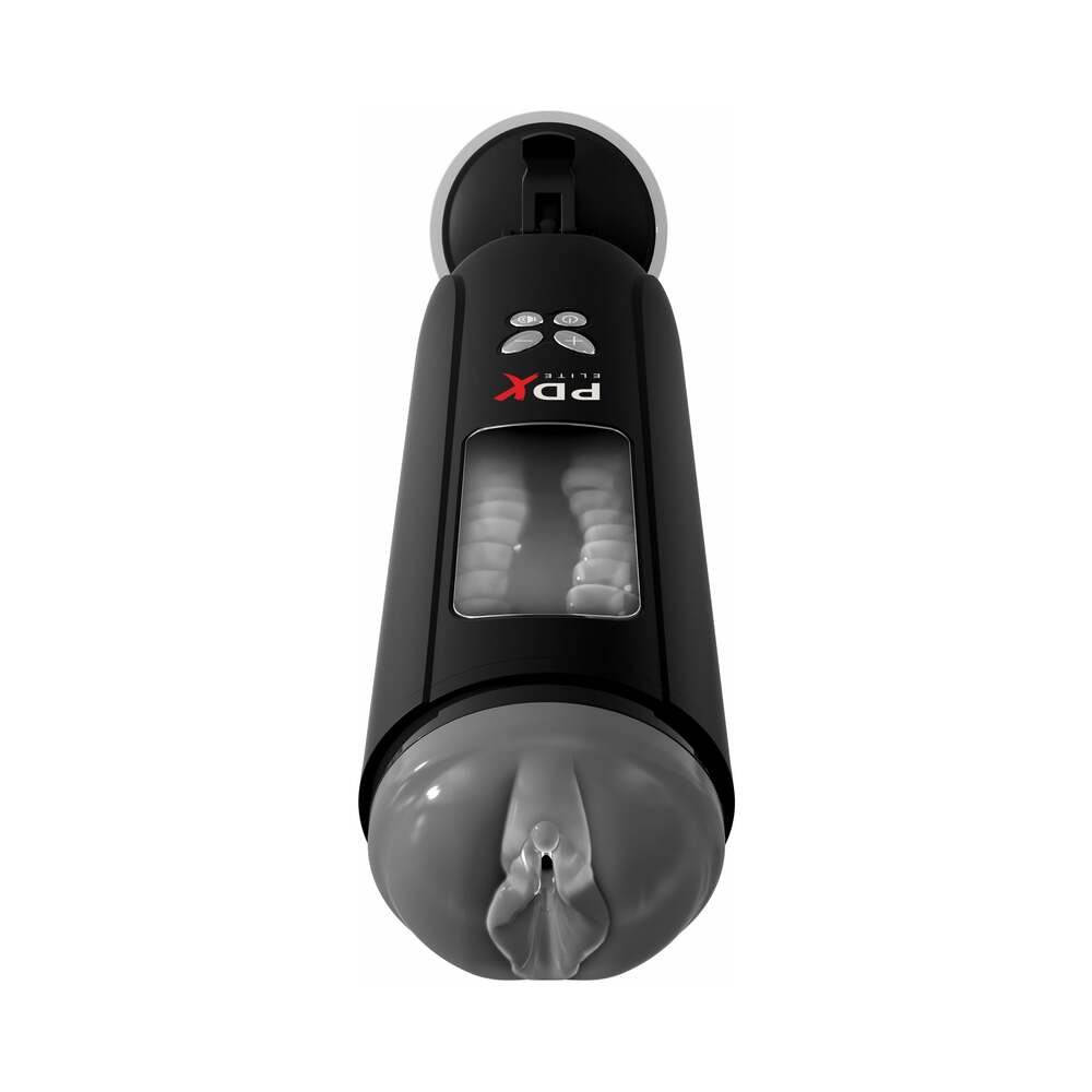 PDX Elite Ultimate Milker Gyrating Suction Stroker With Audio and Suction Cup Clear/Black - Image 2