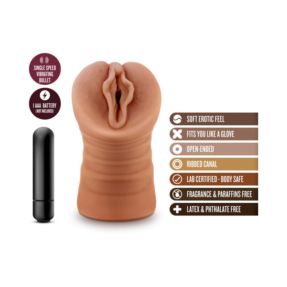 M for Men Sofia Vagina Stroker with Bullet Vibrator Tan - Image 6