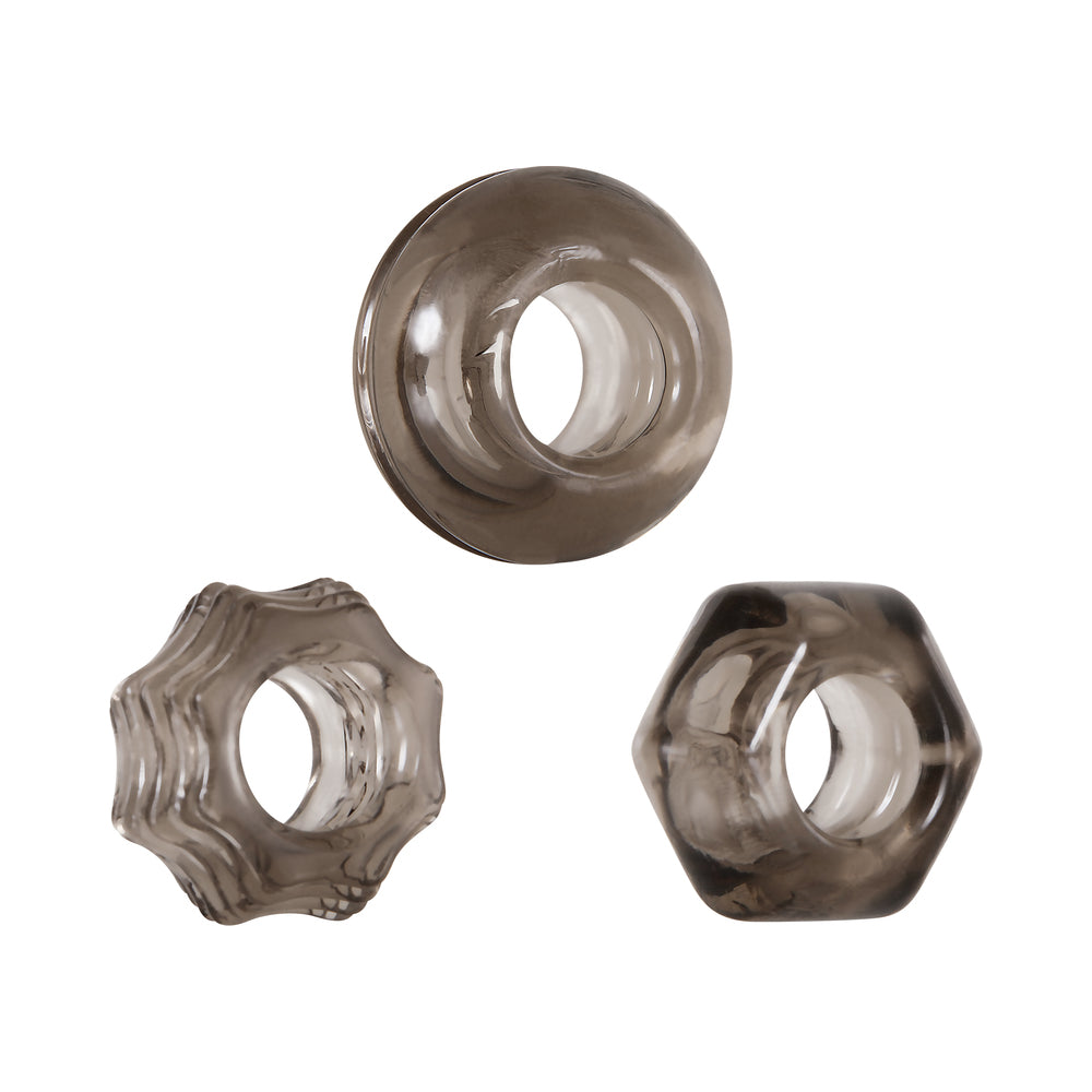 Zero Tolerance Triple Thick 3-Piece Cockring Set Smoke - Image 4