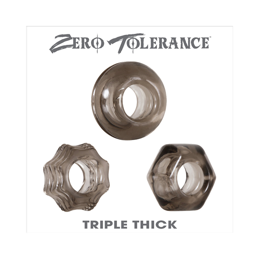 Zero Tolerance Triple Thick 3-Piece Cockring Set Smoke - Image 6