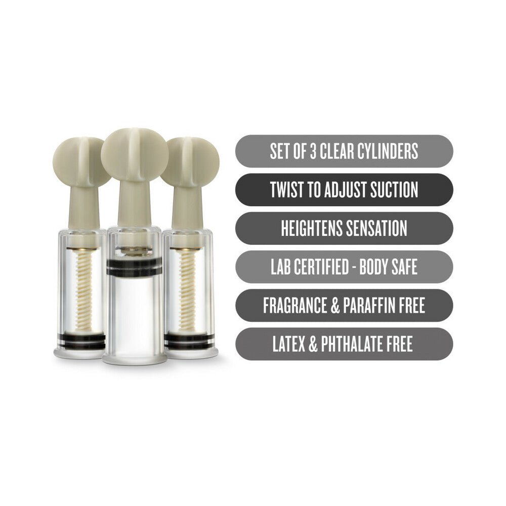 Temptasia Clit and Nipple Twist Suckers 3-Piece Set Clear - Image 3