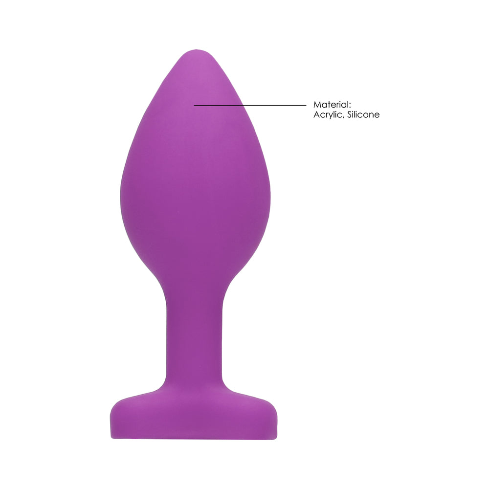 Ouch! Flexible Silicone Diamond Heart Butt Plug Purple Regular - Image 7