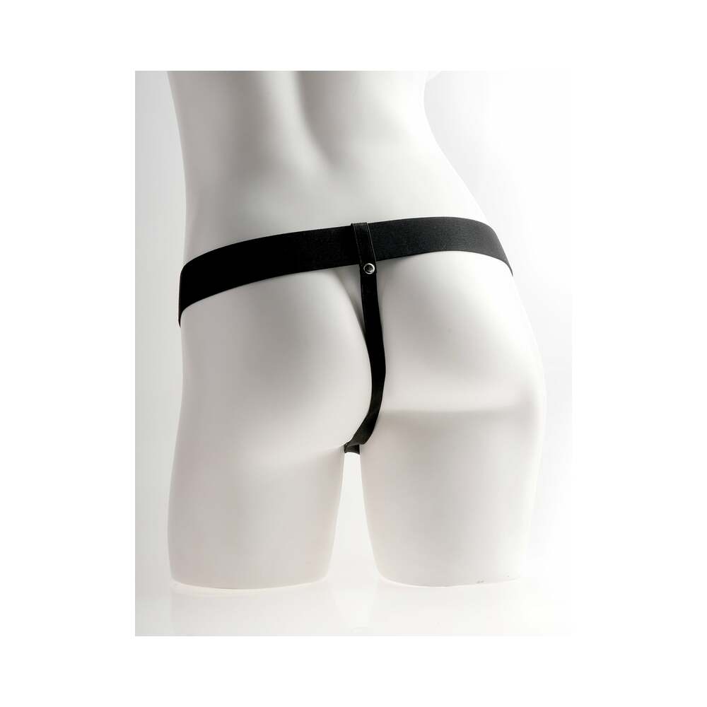 Fetish Fantasy Series Rechargeable Vibrating 6 in. Hollow Strap-On With Balls Tan/Black - Image 6