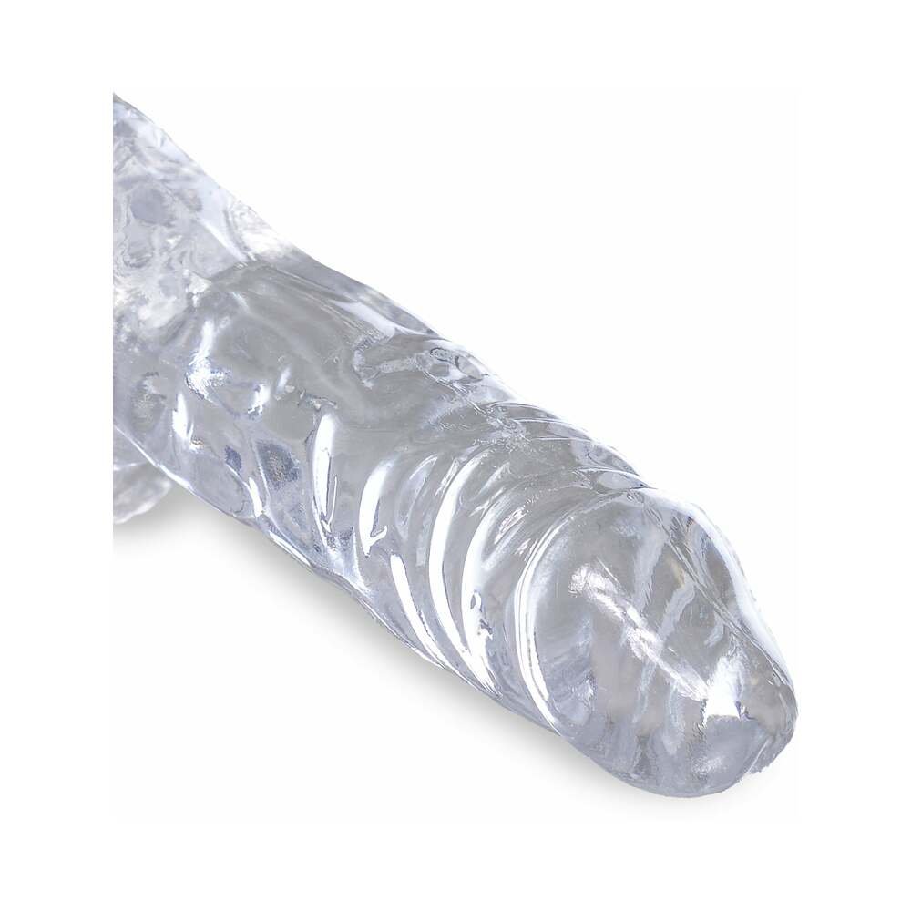 King Cock Clear 4 in. Cock With Balls Realistic Suction Cup Dildo - Image 5