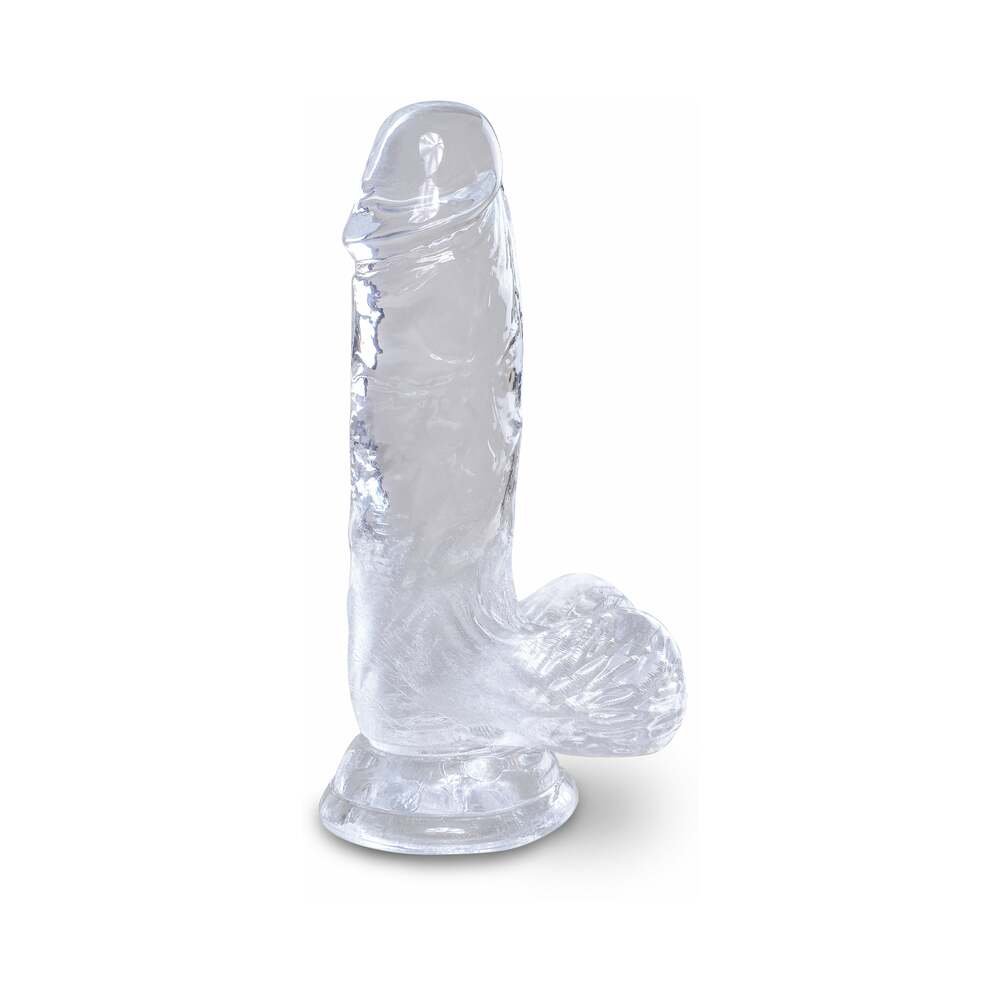King Cock Clear 5 in. Cock With Balls Realistic Suction Cup Dildo - Image 2