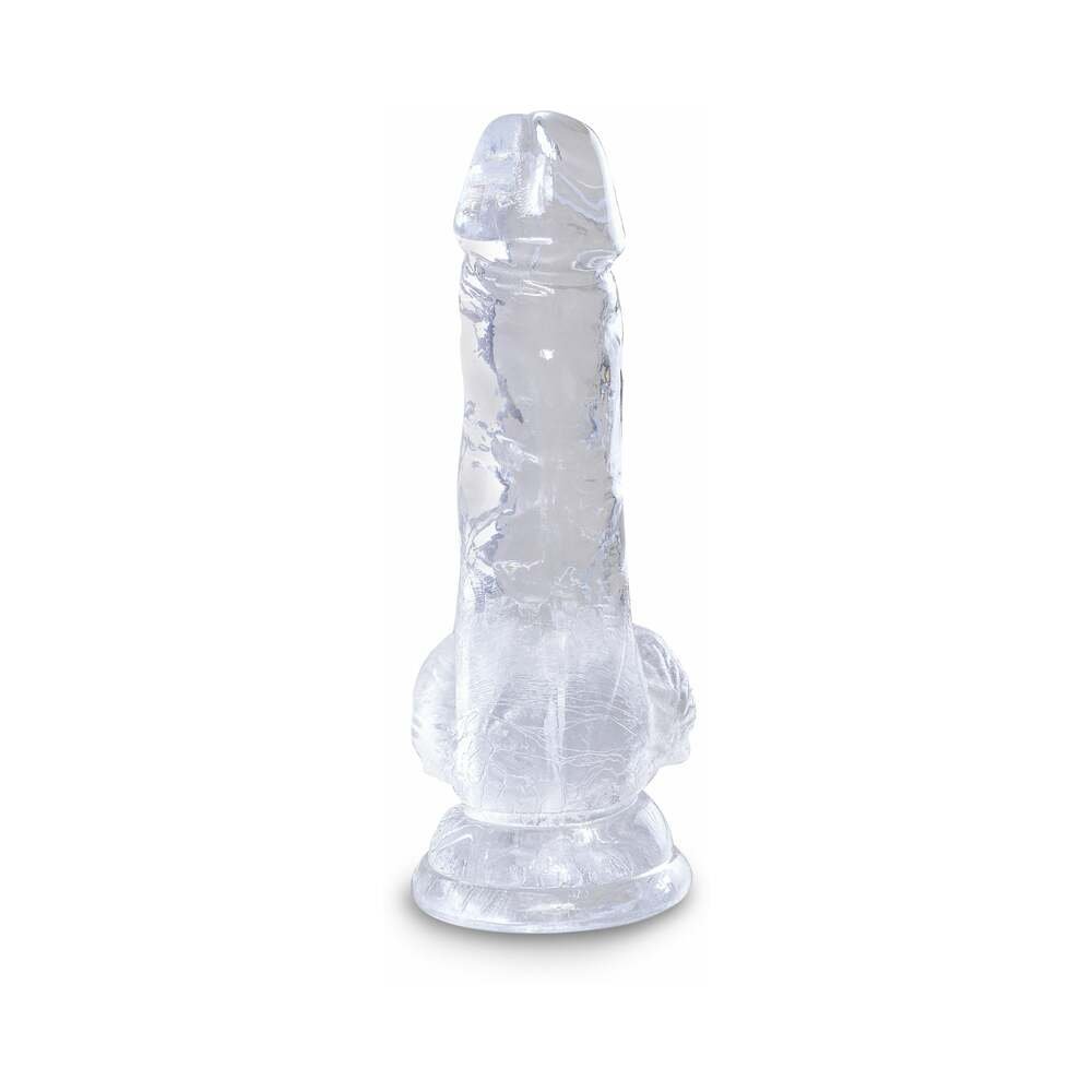King Cock Clear 5 in. Cock With Balls Realistic Suction Cup Dildo - Image 3