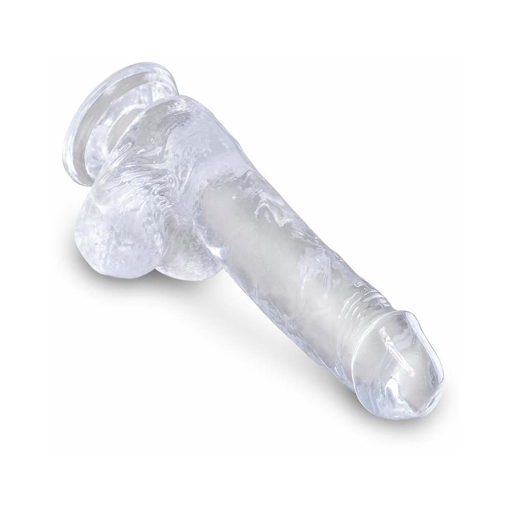 King Cock Clear 6 in. Cock With Balls Realistic Suction Cup Dildo - Image 4