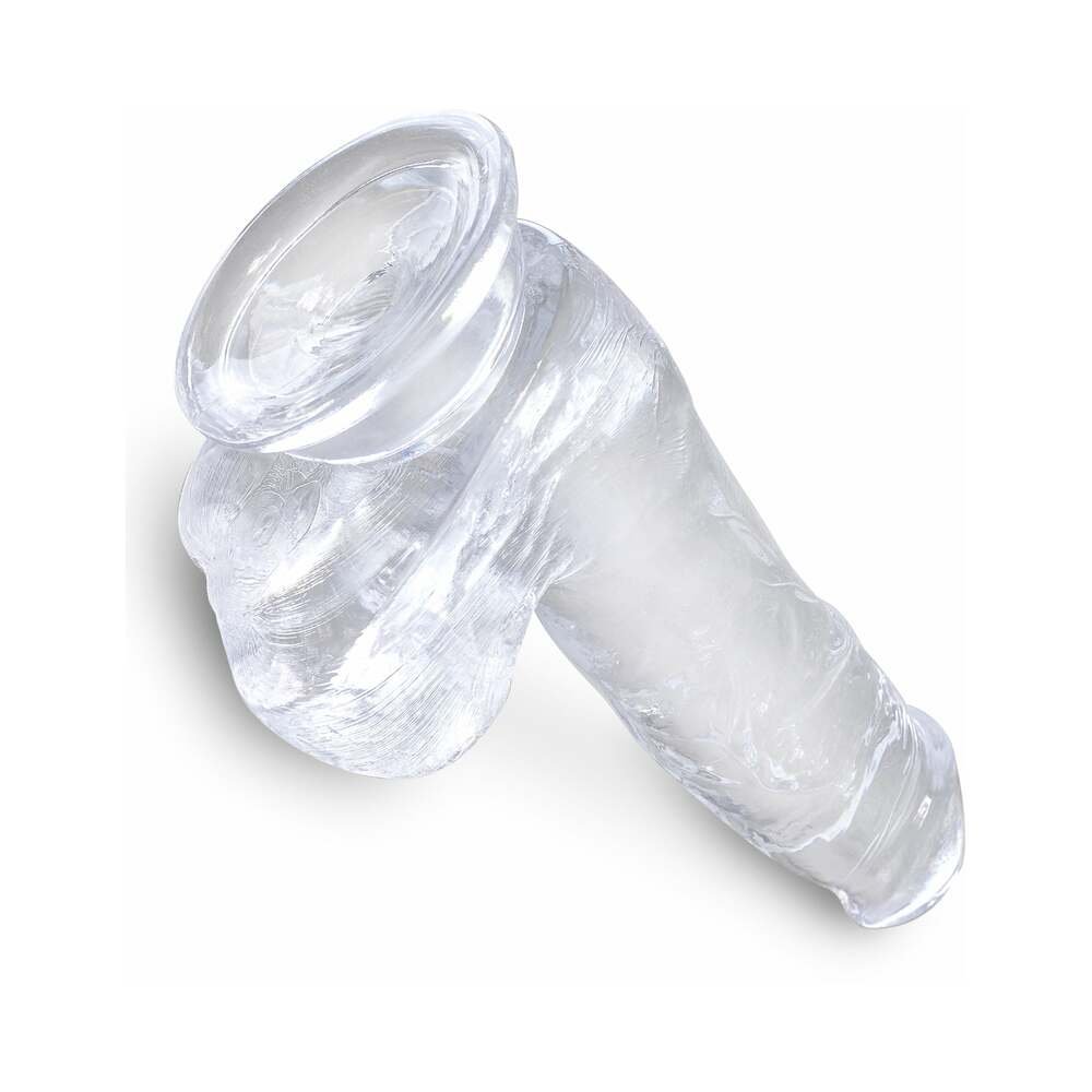 King Cock Clear 6 in. Cock With Balls Realistic Suction Cup Dildo - Image 5