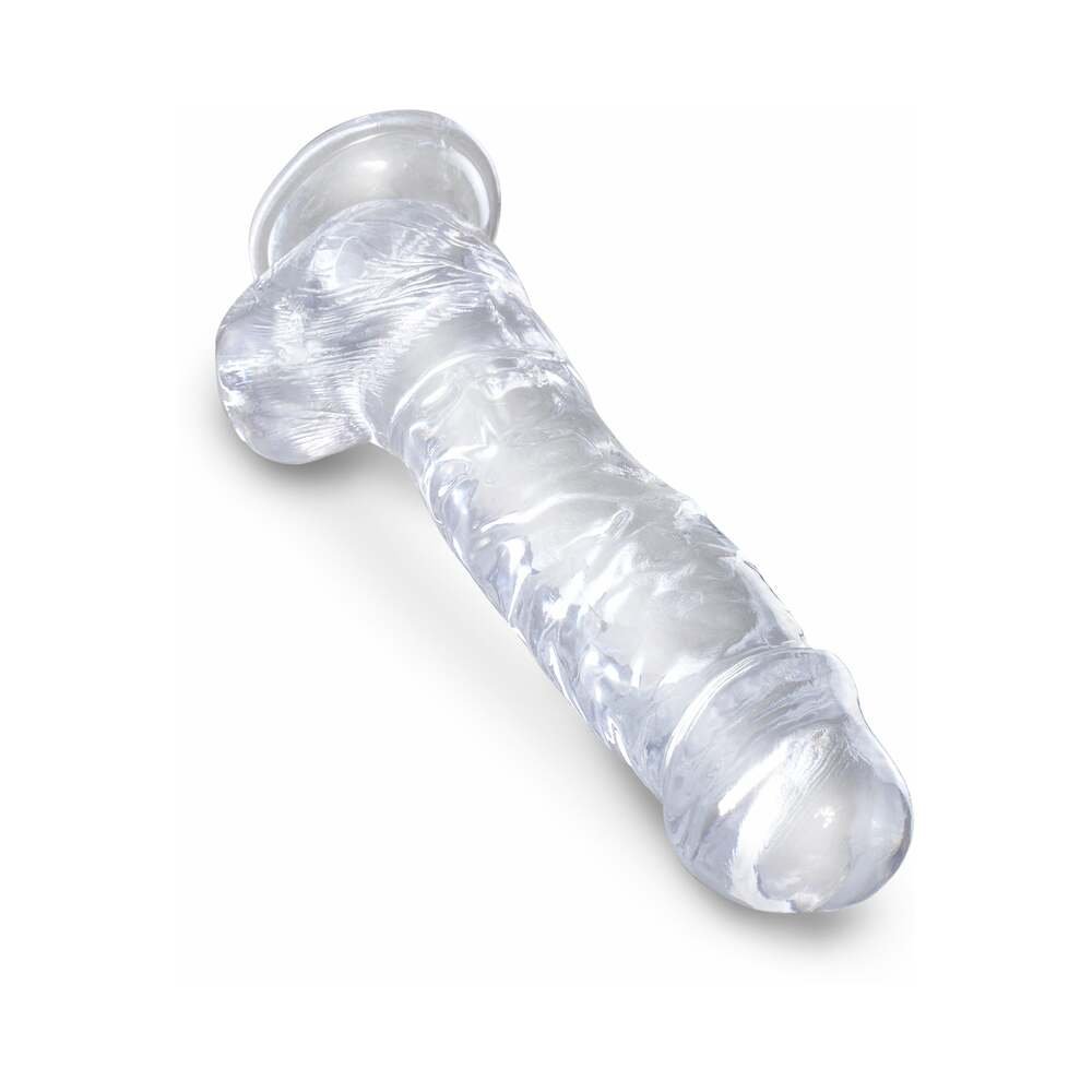 King Cock Clear 8 in. Cock With Balls Realistic Suction Cup Dildo - Image 4