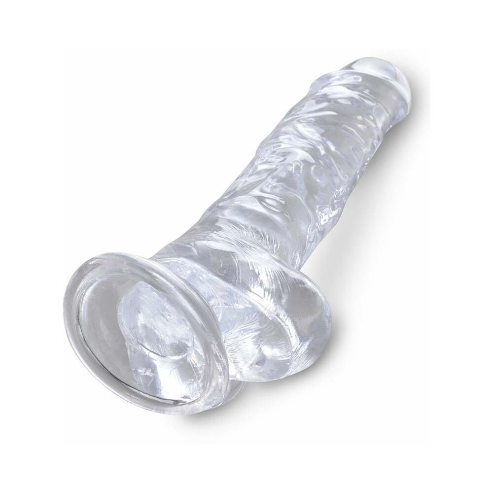 King Cock Clear 8 in. Cock With Balls Realistic Suction Cup Dildo - Image 5