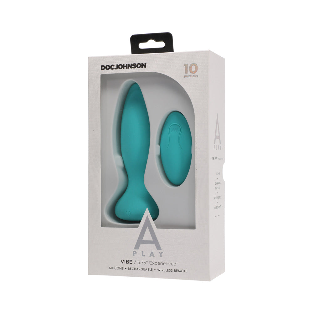 A-Play Vibe Experienced Rechargeable Silicone Anal Plug with Remote Teal - Image 6