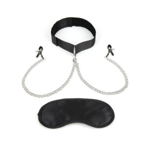 Alternative view of Lux Fetish Collar & Nipple Clamps with Adjustable Pressure