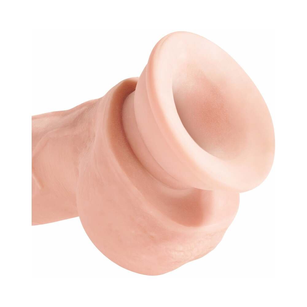 King Cock Plus 8 in. Triple Density Cock With Balls Realistic Suction Cup Dildo Beige - Image 6