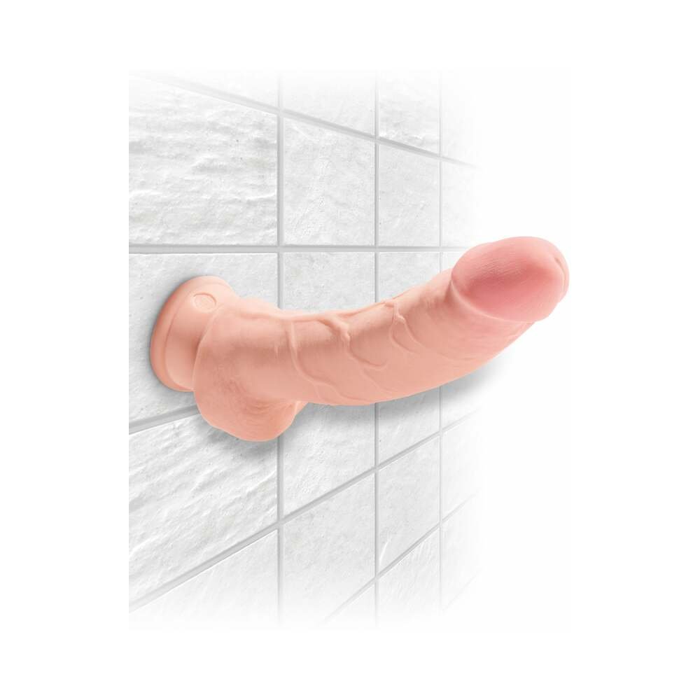 King Cock Plus 8 in. Triple Density Cock With Balls Realistic Suction Cup Dildo Beige - Image 7