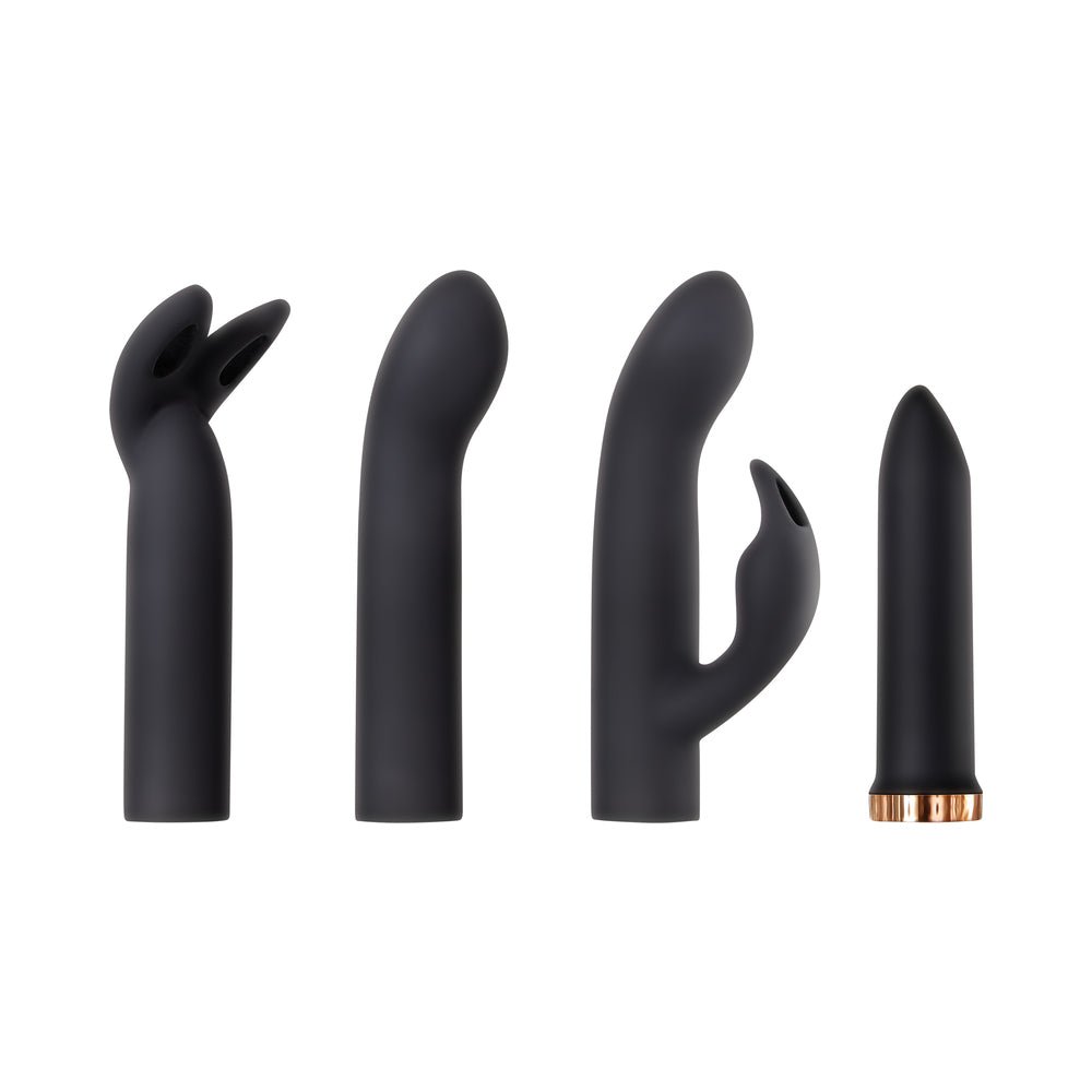 Evolved Four Play Rechargeable Silicone Bullet Vibrator and 3-Piece Sleeve Set Black - Image 2