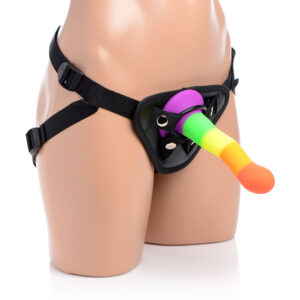 Strap U Proud Rainbow Silicone Dildo with Harness - Image 6