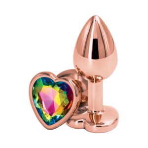 Alternative view of Rear Assets Rose Gold Heart Plug Small Rainbow