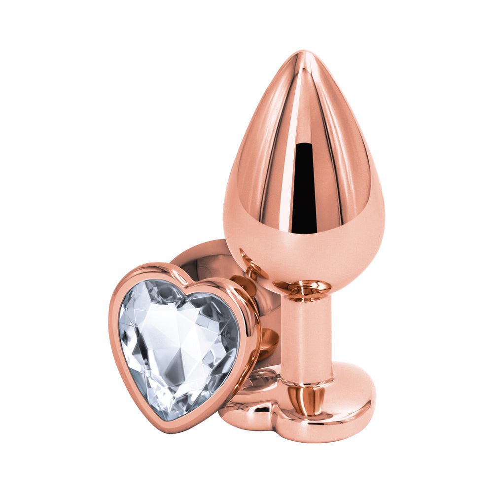 Rear Assets Rose Gold Heart Plug Medium Clear - Image 2