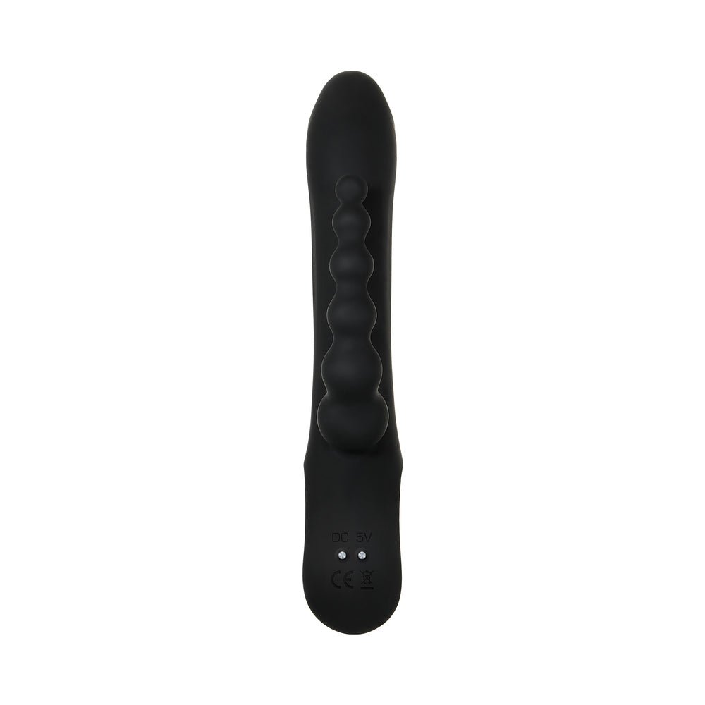 Evolved Trifecta Rechargeable Dual Entry Triple Stimulation Silicone Rabbit Vibrator Black - Image 7