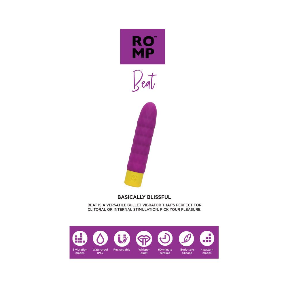 ROMP Beat Rechargeable Silicone Bullet Vibrator Light Purple - Image 9