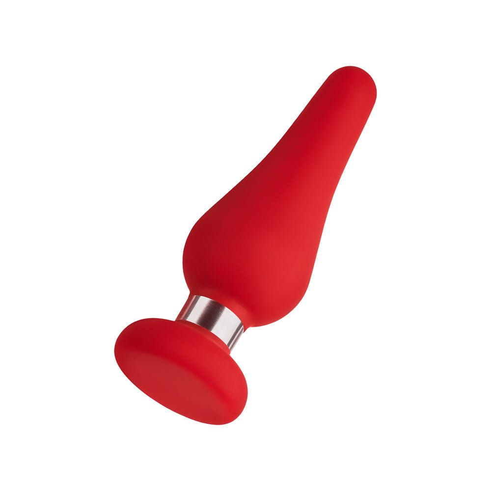 Forto F-21 Tear Drop Silicone Anal Plug Medium Red - Image 3