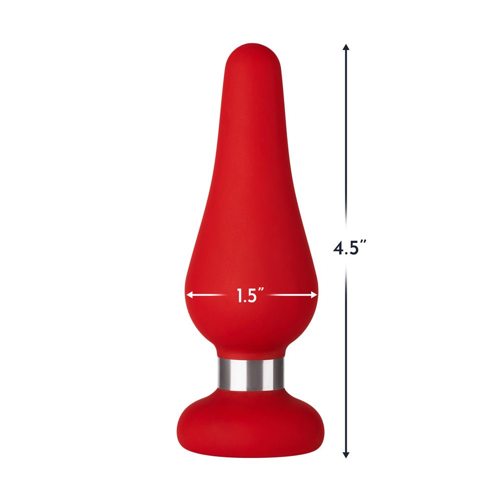 Forto F-21 Tear Drop Silicone Anal Plug Medium Red - Image 4