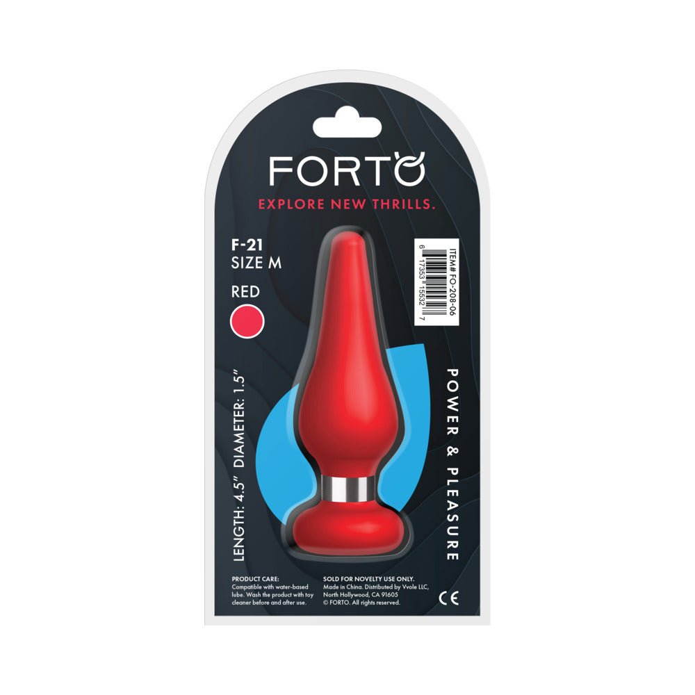 Forto F-21 Tear Drop Silicone Anal Plug Medium Red - Image 5