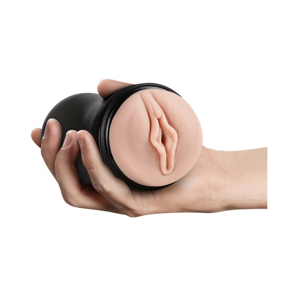 M for Men Soft + Wet Pussy with Pleasure Ridges & Orbs Self-Lubricating Vagina Stroker Beige - Image 4