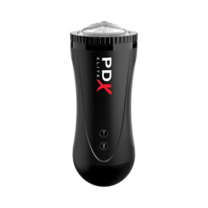 PDX Elite Moto Stroker Rechargeable Thrusting Vibrating Masturbator Clear/Black - Image 3