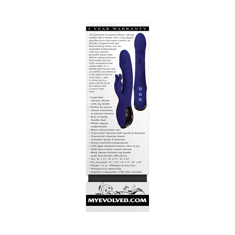 Evolved Bunny Buddy Rechargeable Silicone Rabbit Vibrator Blue - Image 9