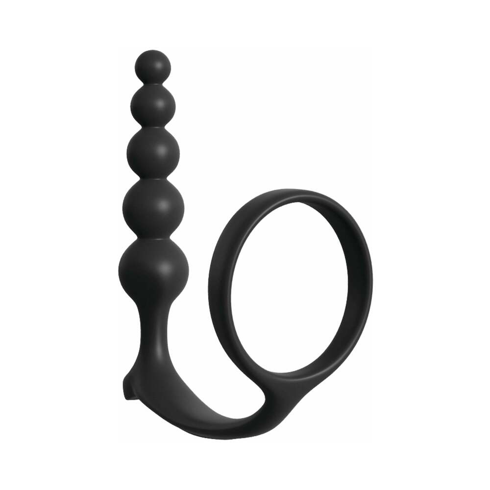 Anal Fantasy Collection Silicone Ass-Gasm Cockring Anal Beads Black - Image 4