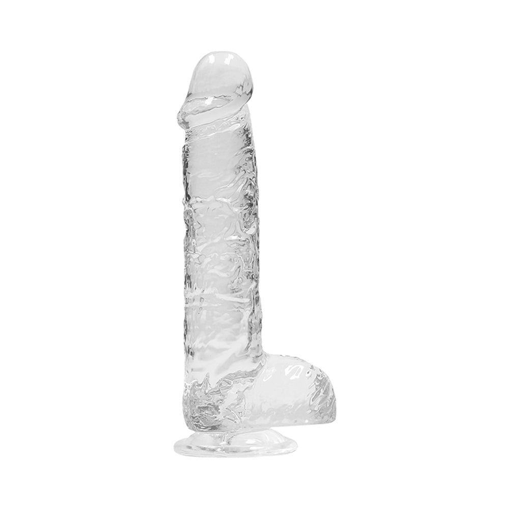 RealRock Crystal Clear Realistic 6 in. Dildo With Balls and Suction Cup Clear - Image 3