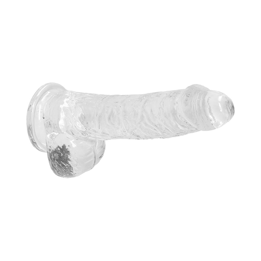 RealRock Crystal Clear Realistic 6 in. Dildo With Balls and Suction Cup Clear - Image 4