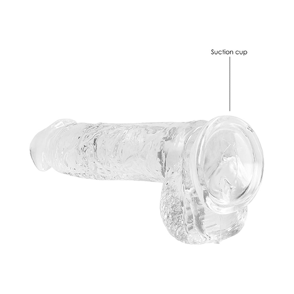 RealRock Crystal Clear Realistic 6 in. Dildo With Balls and Suction Cup Clear - Image 5