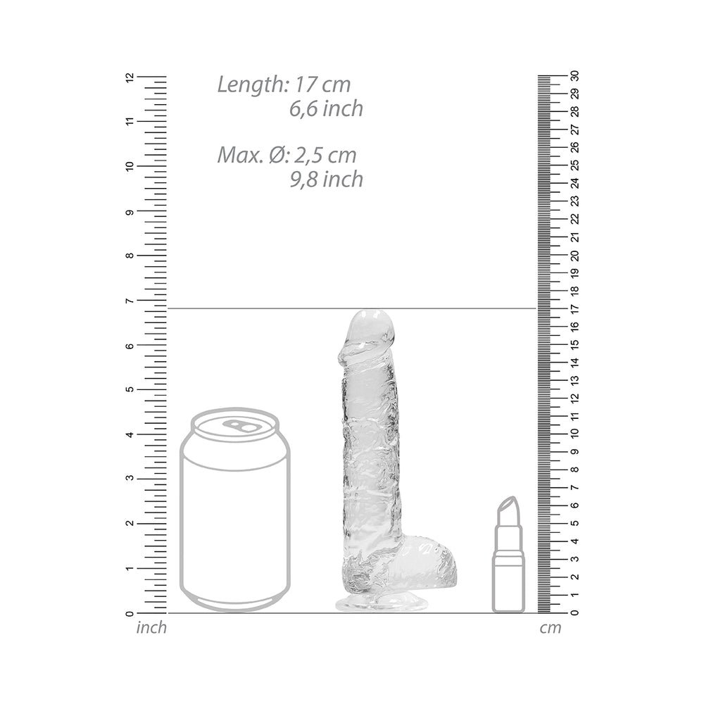 RealRock Crystal Clear Realistic 6 in. Dildo With Balls and Suction Cup Clear - Image 7