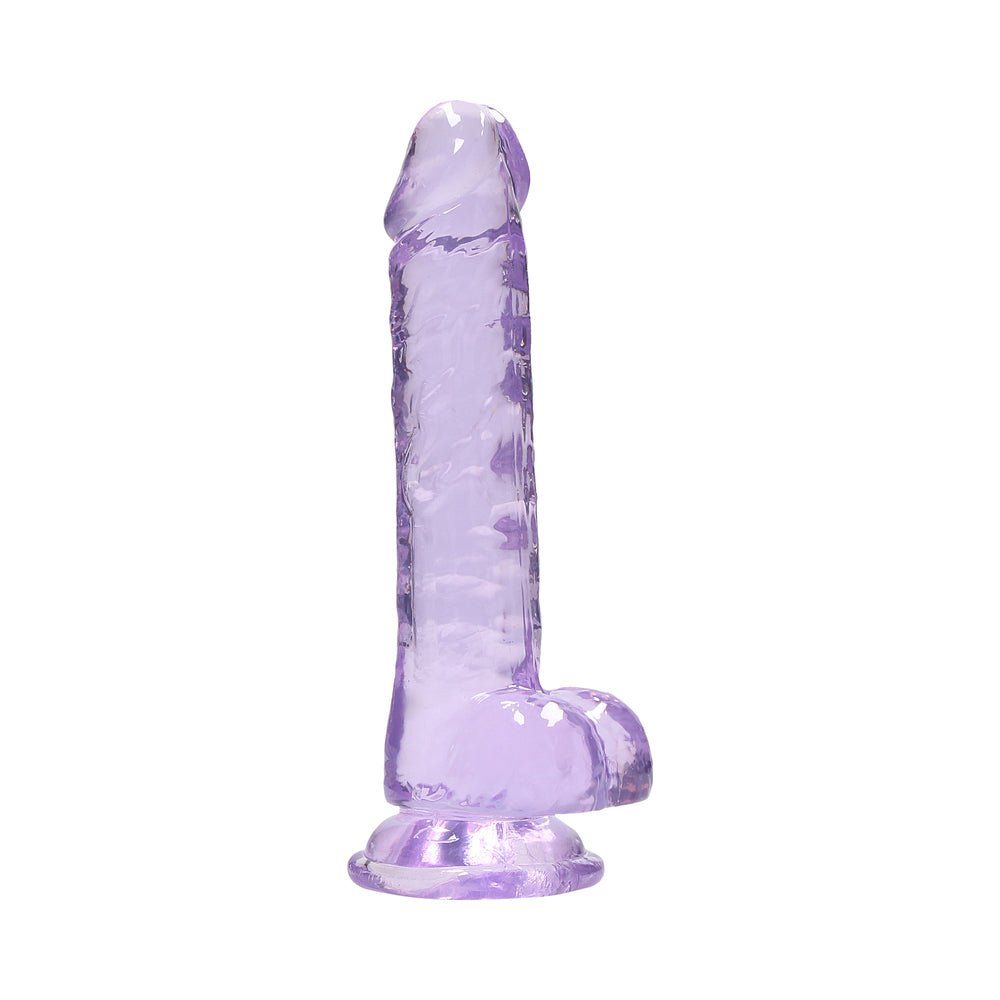 RealRock Crystal Clear Realistic 7 in. Dildo With Balls and Suction Cup Purple - Image 2