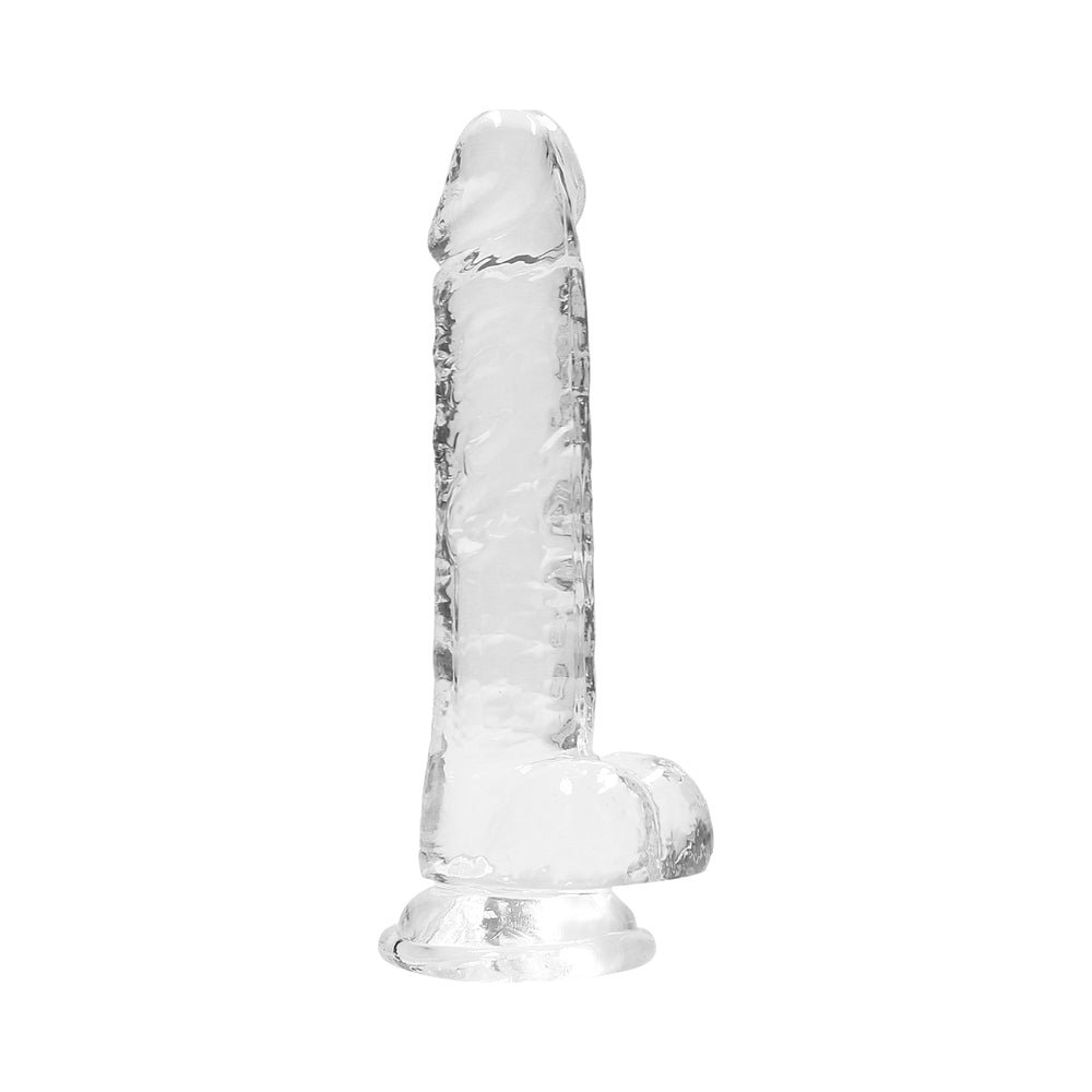 RealRock Crystal Clear Realistic 7 in. Dildo With Balls and Suction Cup Clear - Image 2