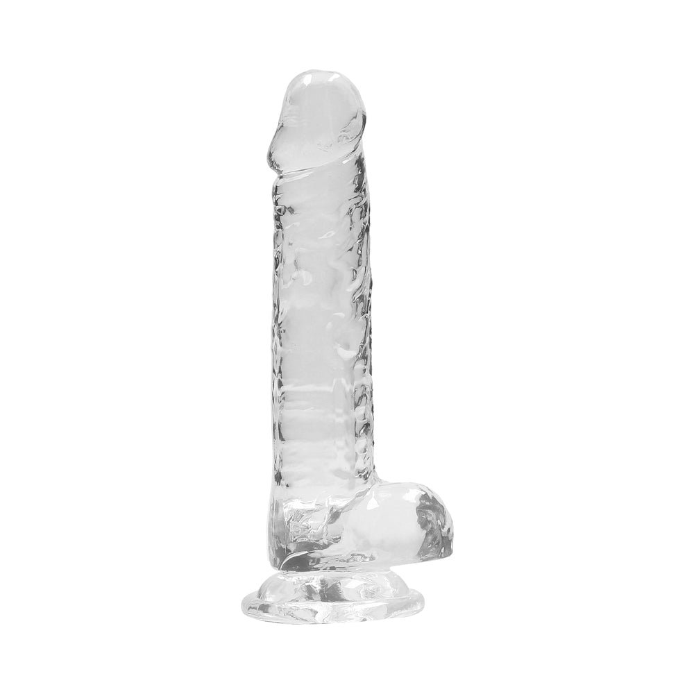 RealRock Crystal Clear Realistic 7 in. Dildo With Balls and Suction Cup Clear - Image 3