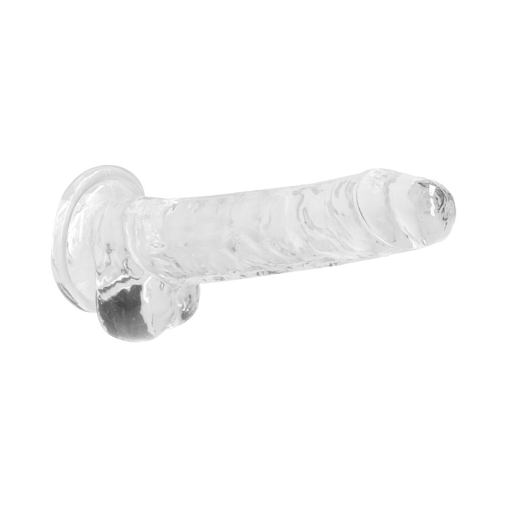 RealRock Crystal Clear Realistic 7 in. Dildo With Balls and Suction Cup Clear - Image 4