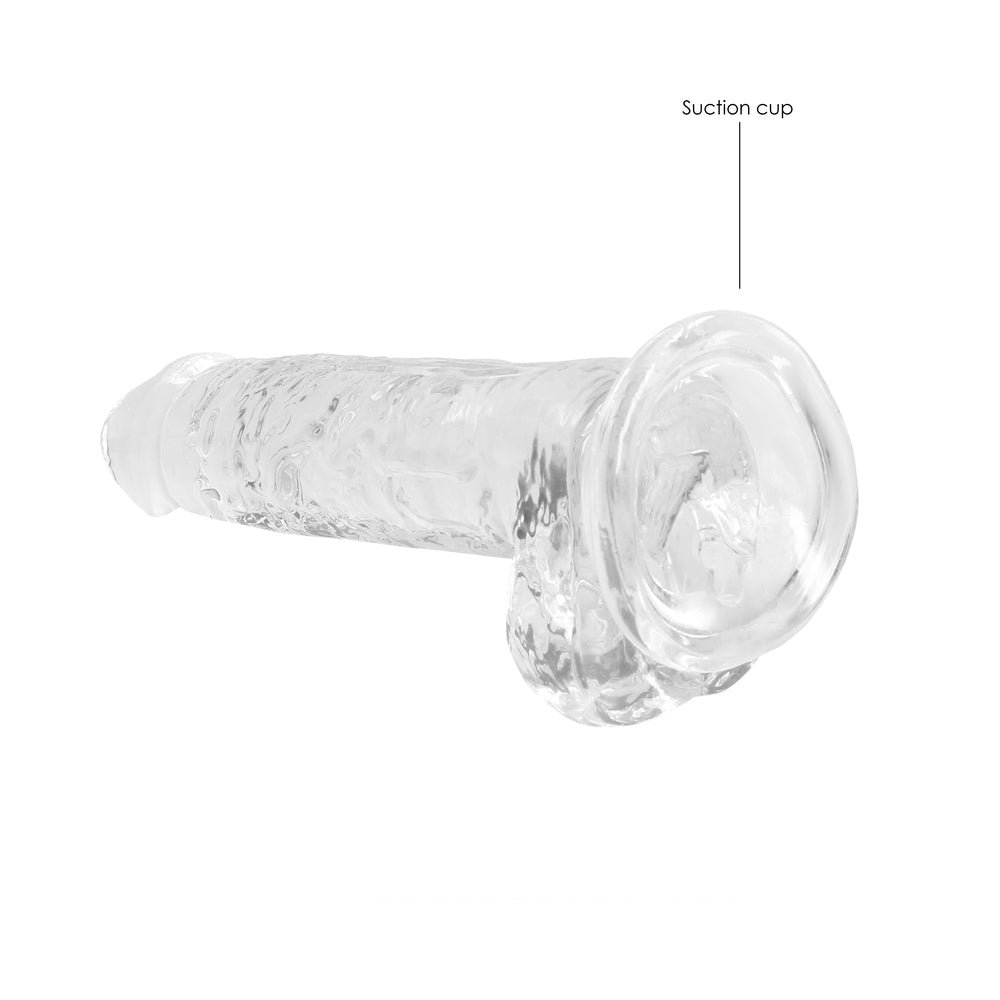 RealRock Crystal Clear Realistic 7 in. Dildo With Balls and Suction Cup Clear - Image 5