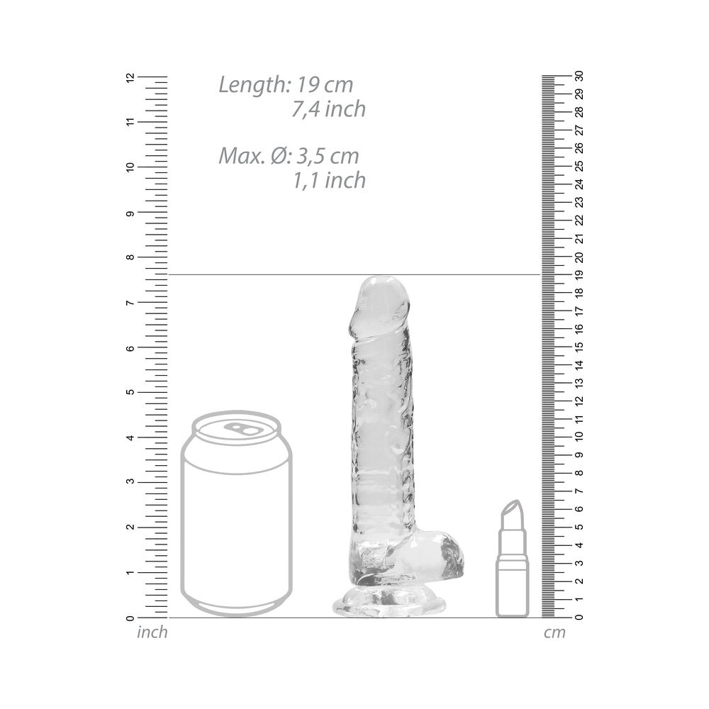 RealRock Crystal Clear Realistic 7 in. Dildo With Balls and Suction Cup Clear - Image 7