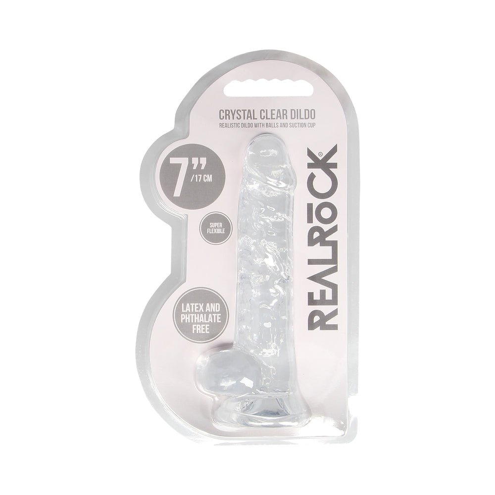RealRock Crystal Clear Realistic 7 in. Dildo With Balls and Suction Cup Clear - Image 8