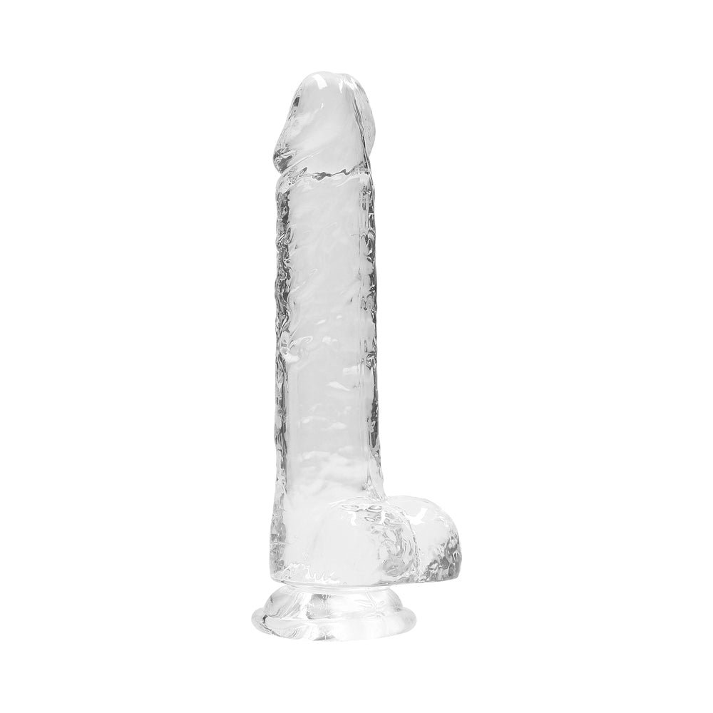 RealRock Crystal Clear Realistic 8 in. Dildo With Balls and Suction Cup Clear - Image 2