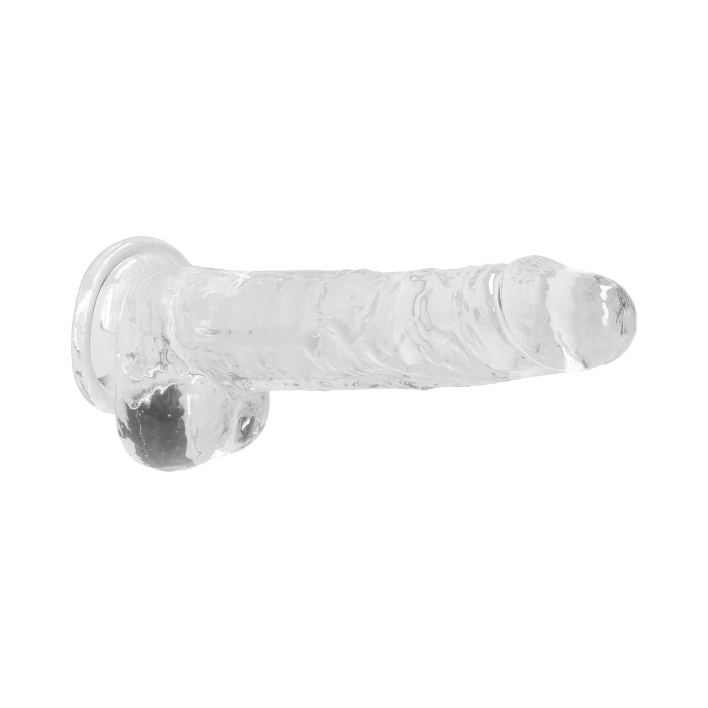 RealRock Crystal Clear Realistic 8 in. Dildo With Balls and Suction Cup Clear - Image 4