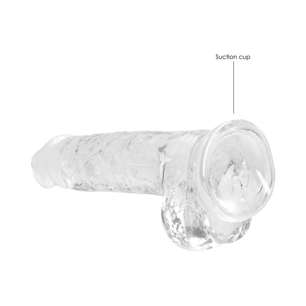 RealRock Crystal Clear Realistic 8 in. Dildo With Balls and Suction Cup Clear - Image 5