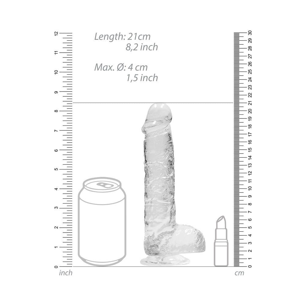 RealRock Crystal Clear Realistic 8 in. Dildo With Balls and Suction Cup Clear - Image 7