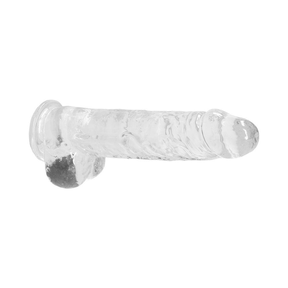 RealRock Crystal Clear Realistic 9 in. Dildo With Balls and Suction Cup Clear - Image 4