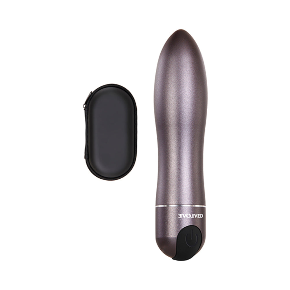 Evolved Travel-Gasm Rechargeable Metal Bullet Vibrator With Carrying Case Gunmetal - Image 2