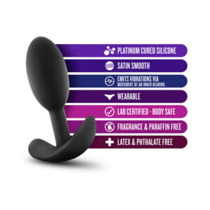 Anal Adventures Platinum Silicone Weighted Vibra Slim Plug Small Black - Image 5
